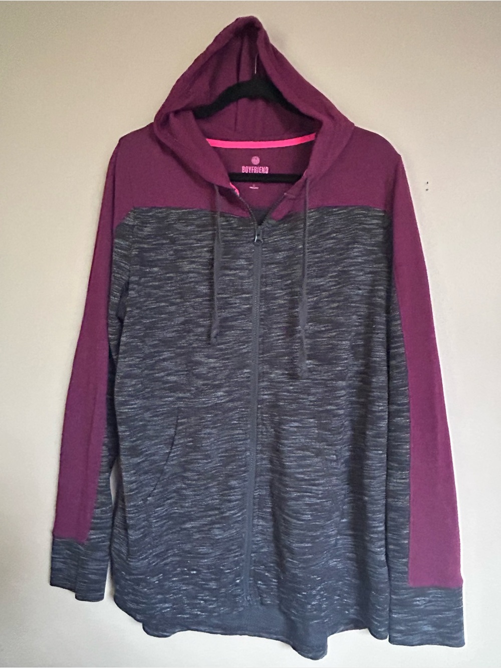 Authentic American Heritage Gray and Plum Zip-Up Hoodie